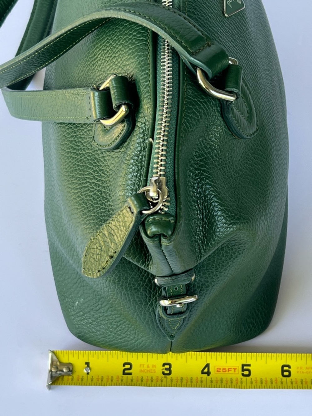 Peruzzi Firenze Green Leather Satchel | Made in Italy Structured Handbag - Picture 9 of 9